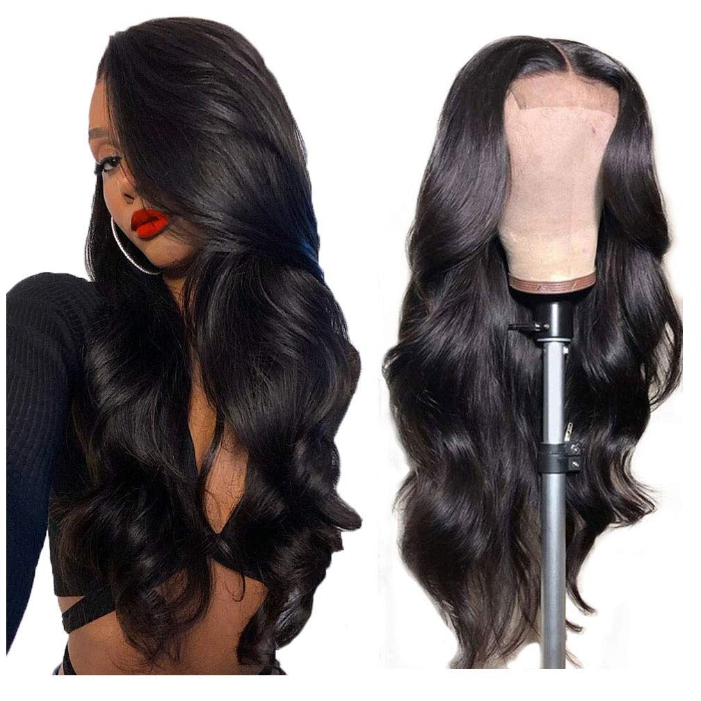 180% Density Full 4x4 Closure Wig Transparent Lace Front Body Wave Human hair