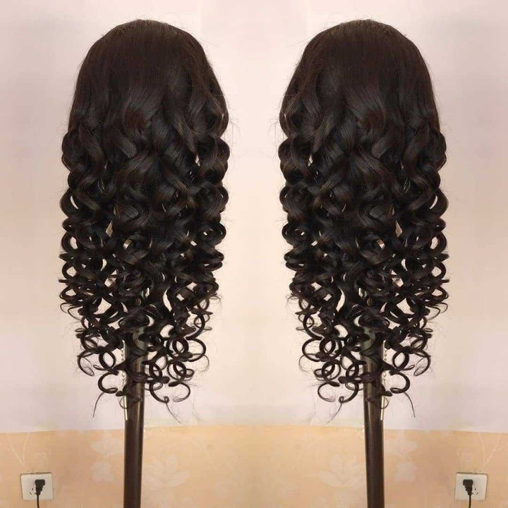 180% Density Full 4x4 Transparent Lace Front Loose Wave Human Hair Wig